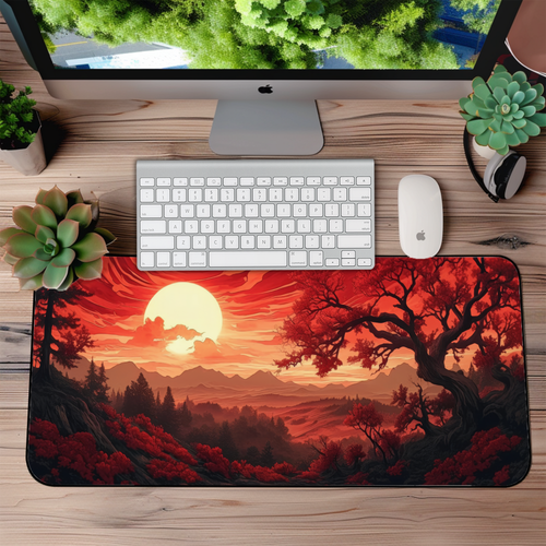 Red Moon with Tree Desk Mat – XL Gaming Mouse Pad