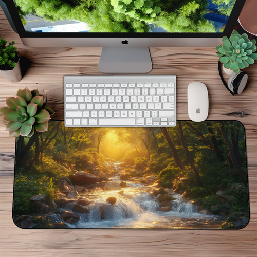 Sunset Crystal Waterfall Desk Mat – XL Gaming & Office Mouse Pad