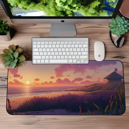 Lavender Beach Sunset Desk Mat – XL Gaming & Office Mouse Pad