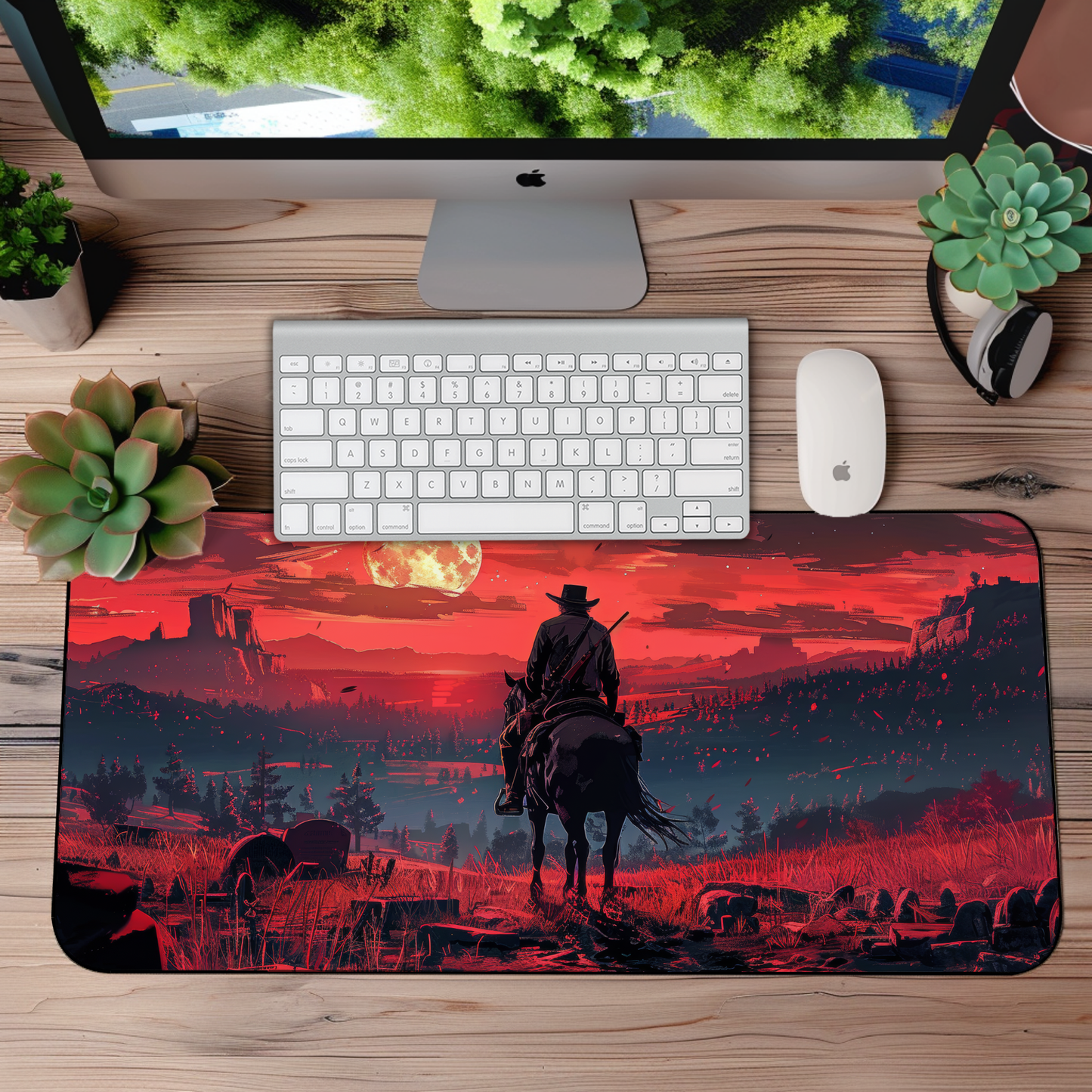 The Lonely Cowboy Desk Mat – XL Western Gaming Mouse Pad