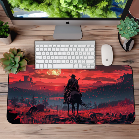 The Lonely Cowboy Desk Mat – XL Western Gaming Mouse Pad