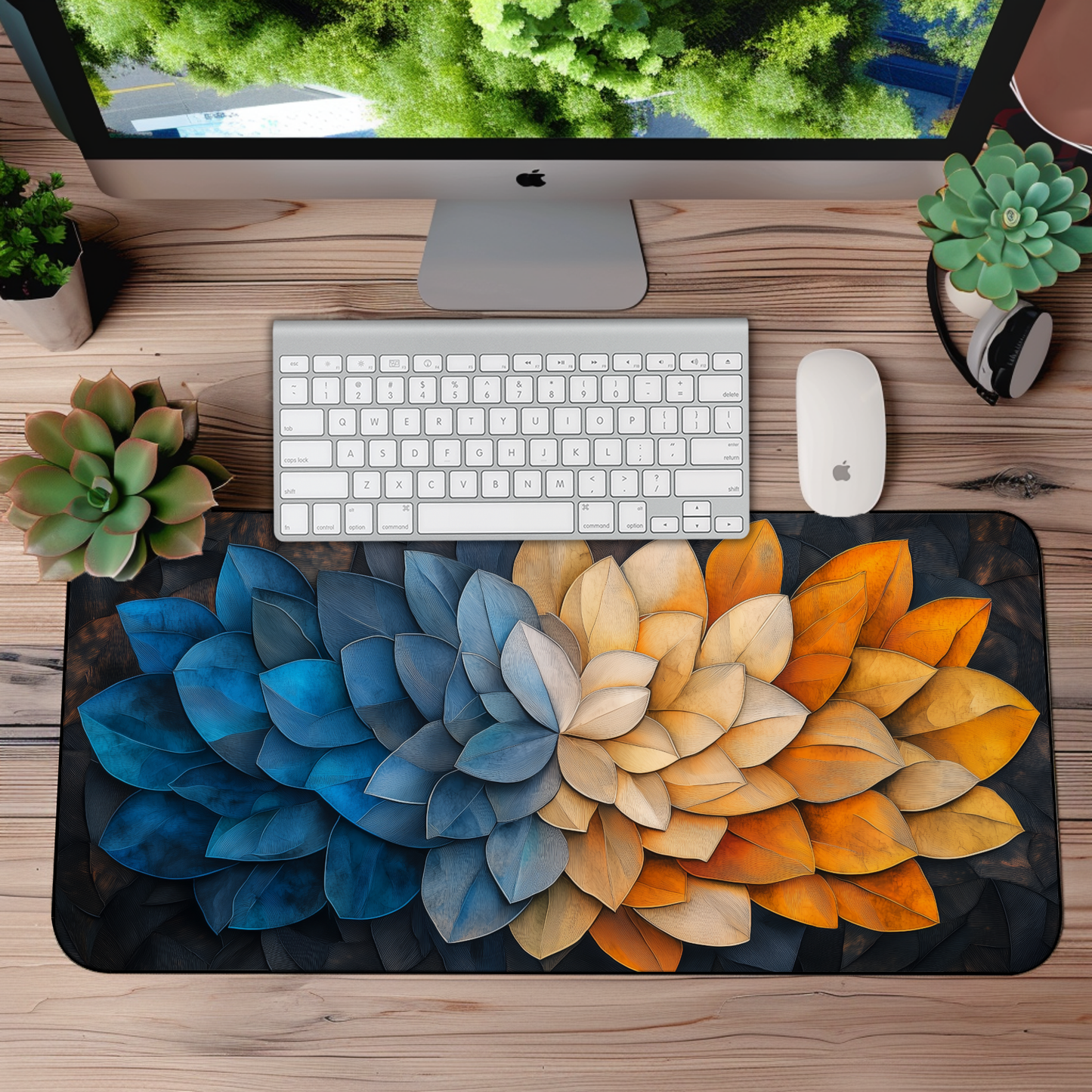 Vibrant Color Leaves Desk Mat – XL Nature-Inspired Gaming Mouse Pad