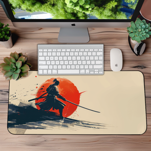 Young Samurai Desk Mat – XL Japanese Warrior Gaming Mouse Pad